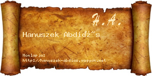Hanuszek Abdiás névjegykártya